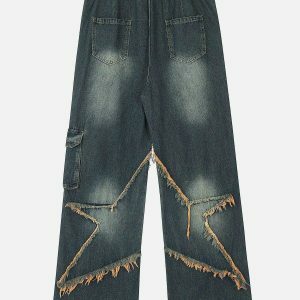 retro fringe loose jeans [edgy] 3930